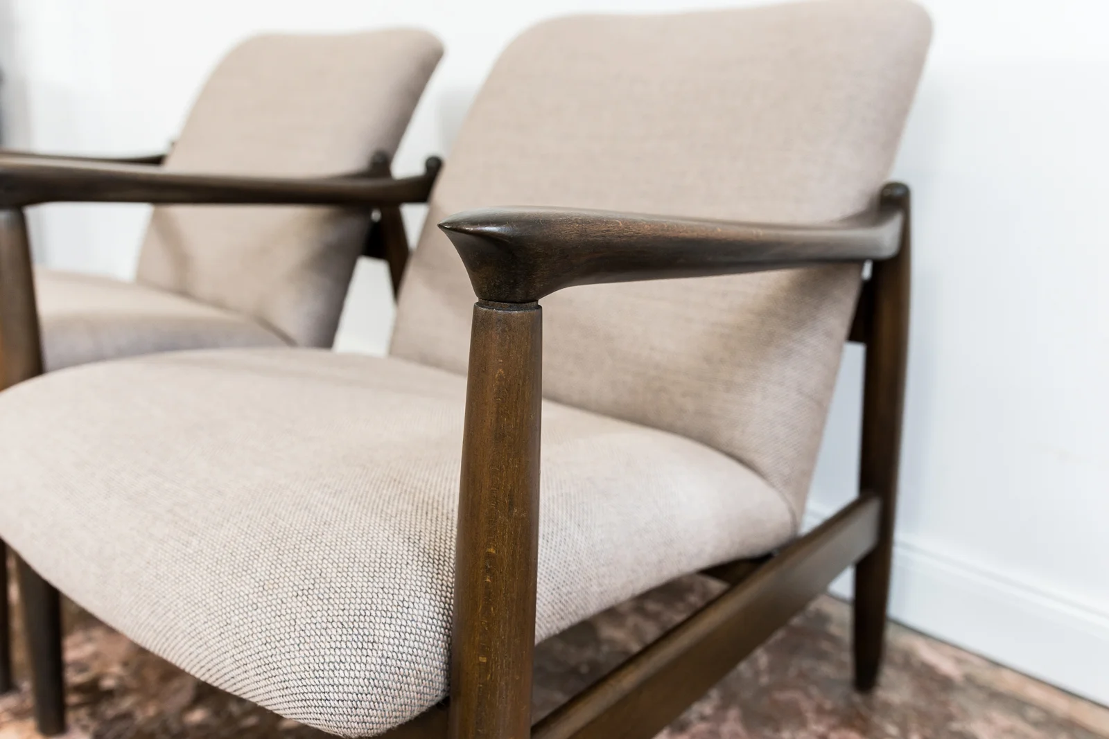 Pair of GFM-64 armchairs designed by Edmund Homa, Gościcińska Fabryka Mebli, Poland, 1960s