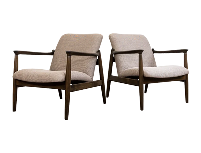 Pair of GFM-64 armchairs designed by Edmund Homa, Gościcińska Fabryka Mebli, Poland, 1960s