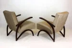 Pair of armchairs, designed by J. Halabala, Czechoslovakia, 1940s