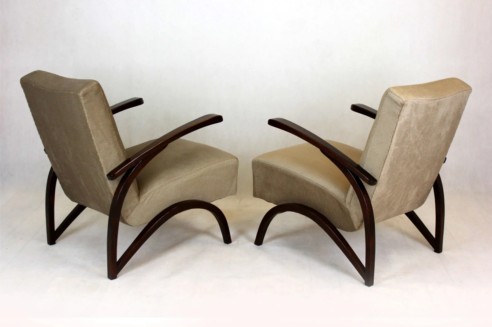 Pair of armchairs, designed by J. Halabala, Czechoslovakia, 1940s