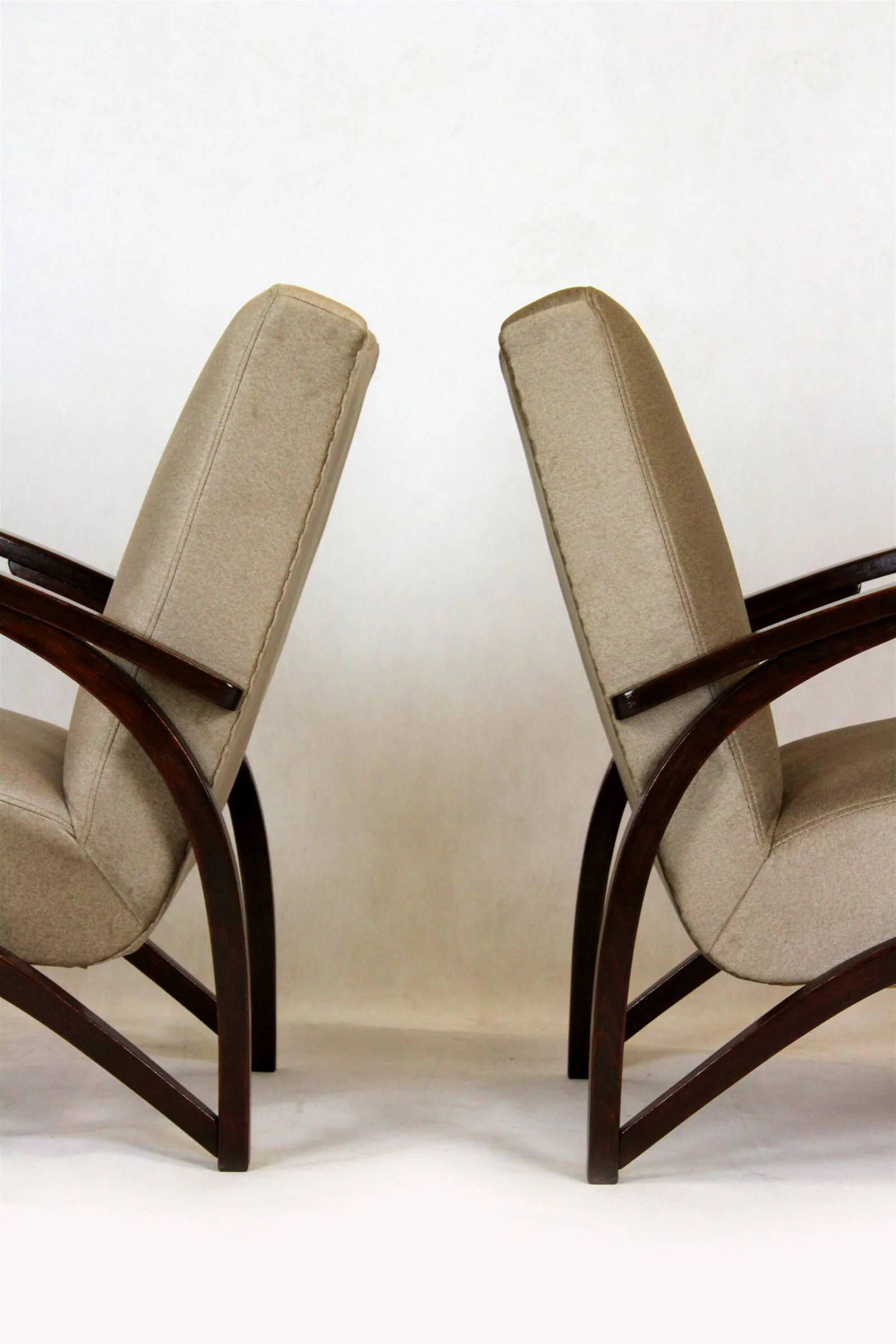 Pair of armchairs, designed by J. Halabala, Czechoslovakia, 1940s