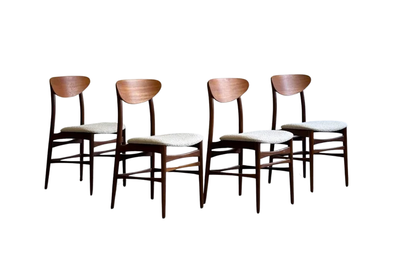 Set of 4 teak chairs, Denmark, 1960s/70s