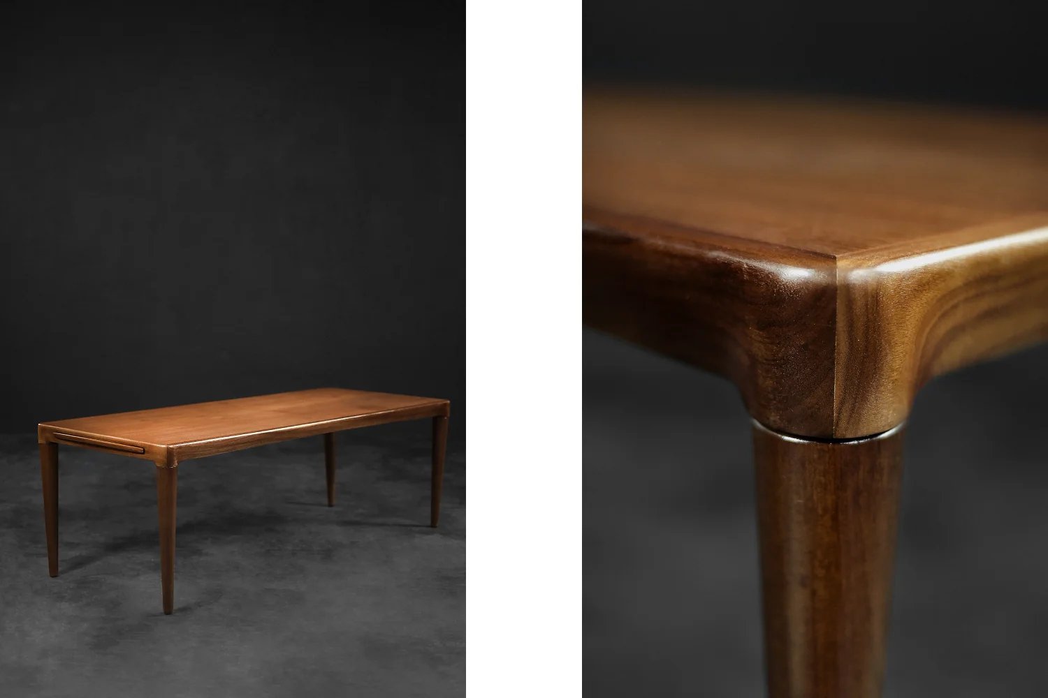 Coffee table with pull-out shelf, rosewood, Denmark, 1960s