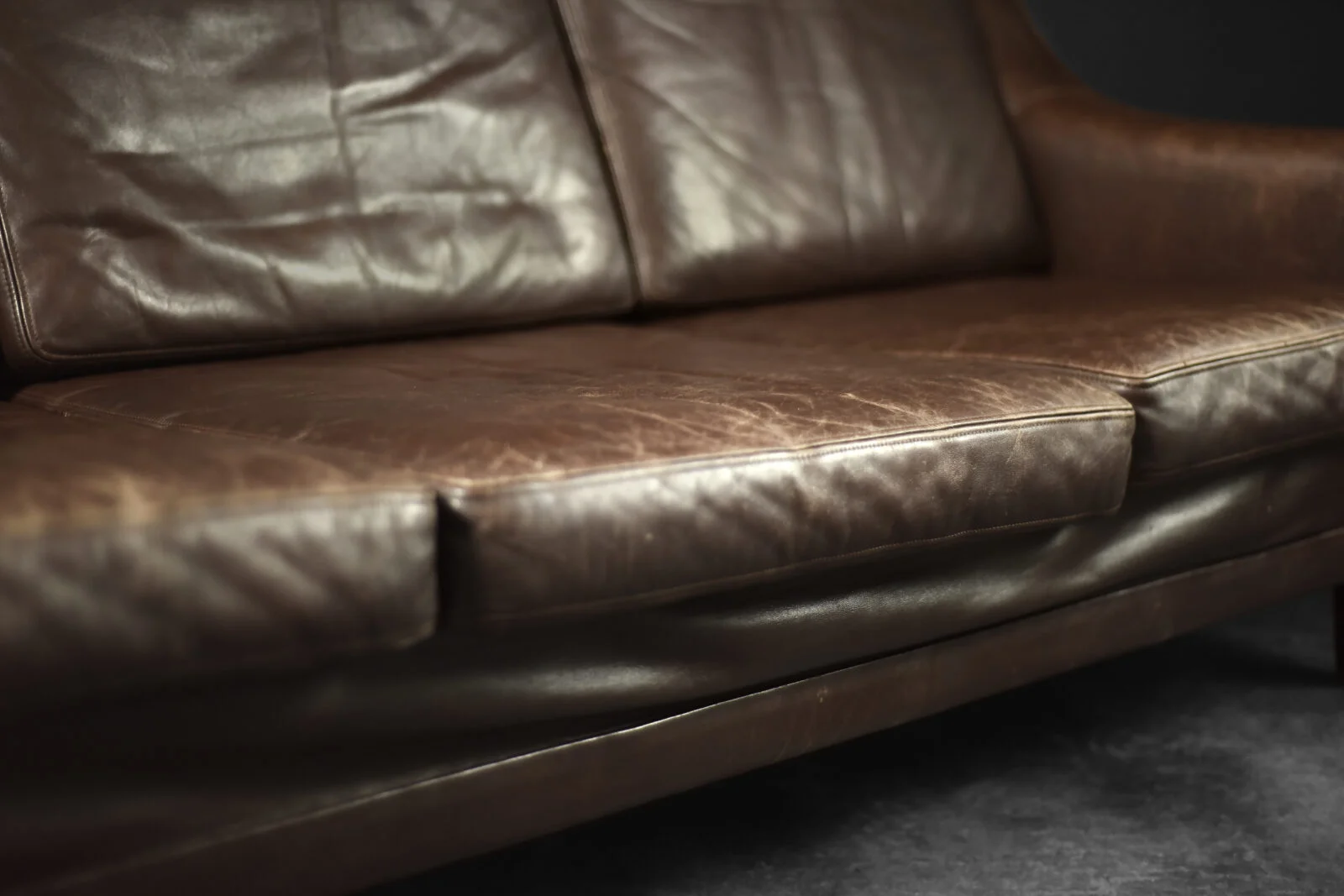 Sofa skórzana 3-osobowa, Dania, lata 70