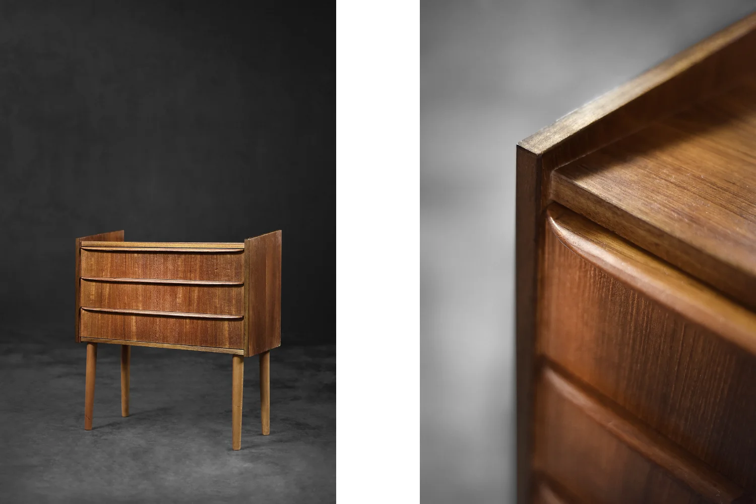 Teak bedside table with drawers, Denmark, 1960s