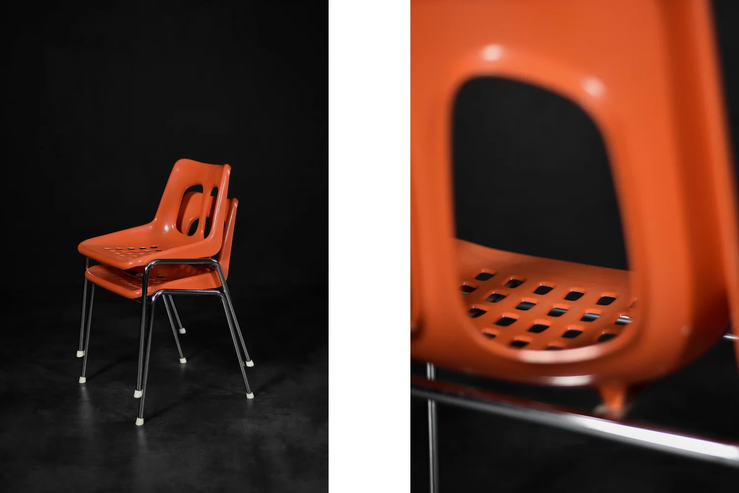 Pair of orange chairs, Plasson, Israel, 1960s