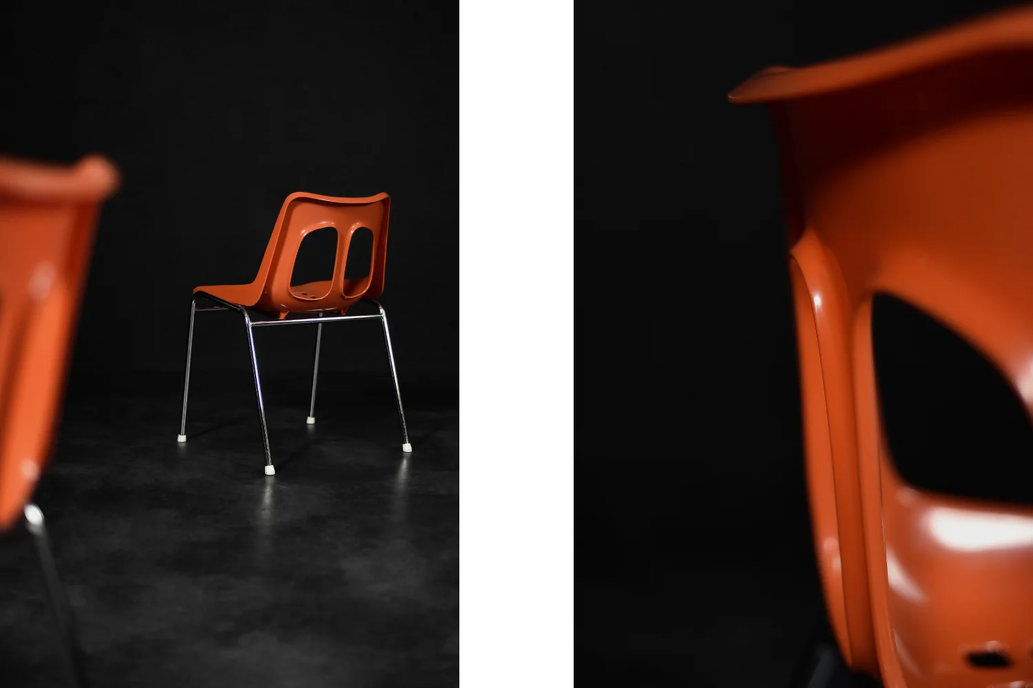 Pair of orange chairs, Plasson, Israel, 1960s