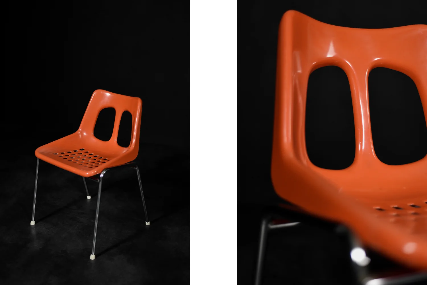 Pair of orange chairs, Plasson, Israel, 1960s