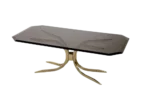 Glass coffee table with a brass base, 1970s
