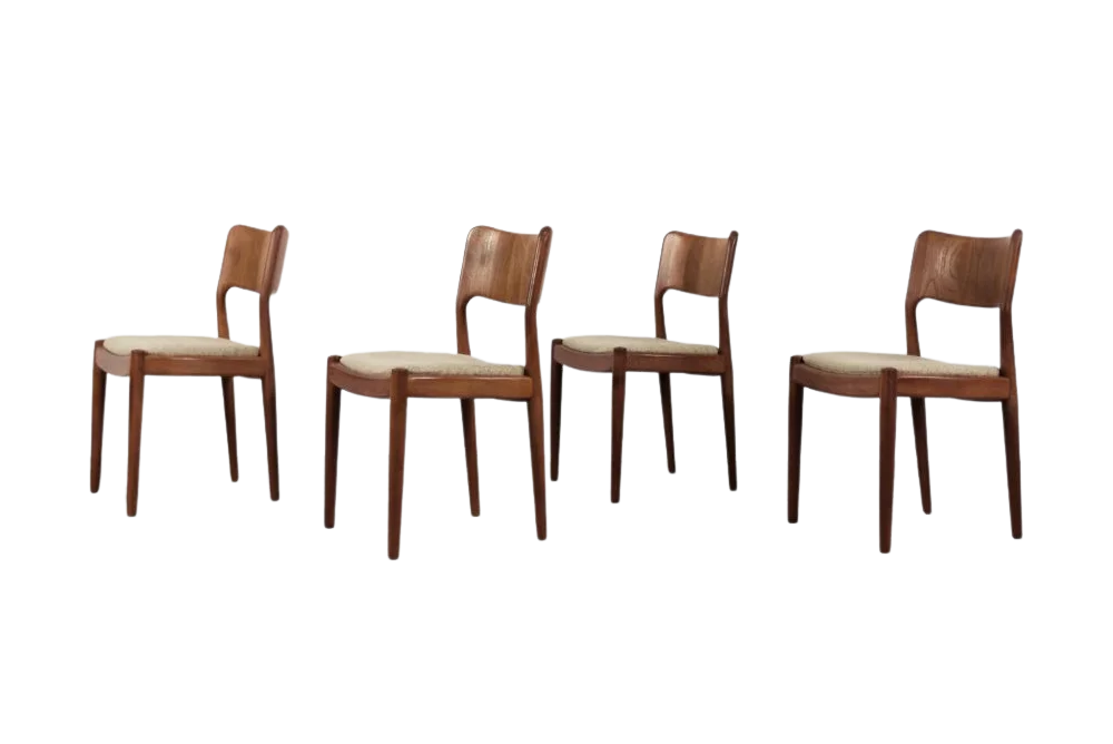 Set of 4 vintage chairs, Glostrup Møbelfabrik, Denmark, 1960s