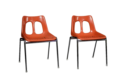Pair of orange chairs, Plasson, Israel, 1960s