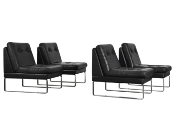 Modular Sofa / Set of 4 Leather Armchairs by Klöber, Germany, 1980s