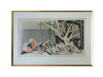 Colour lithograph, Jürgen Von Konow, Window view, Söndrum, 1958