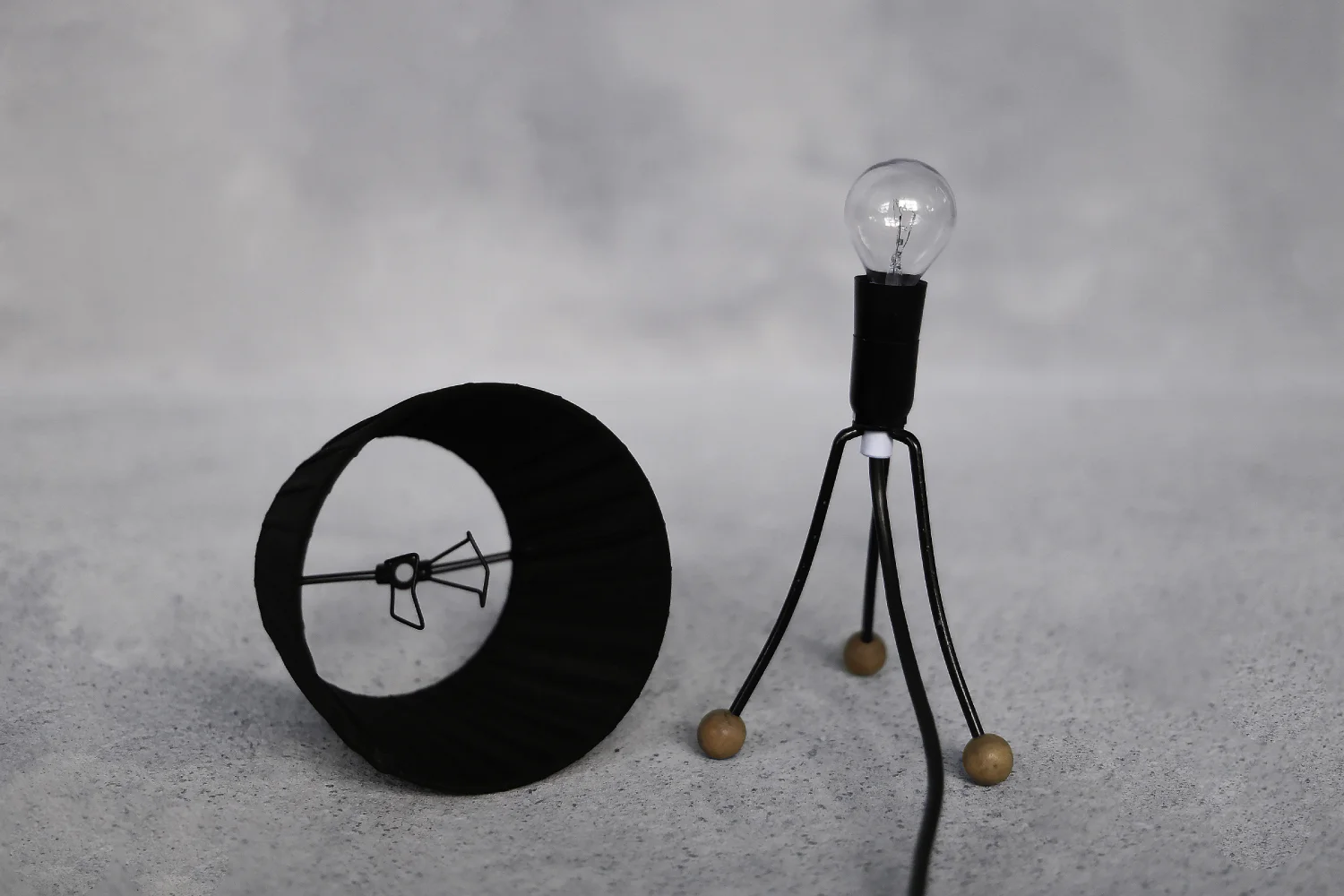 Small table lamp with a lampshade, Poland, 1960s