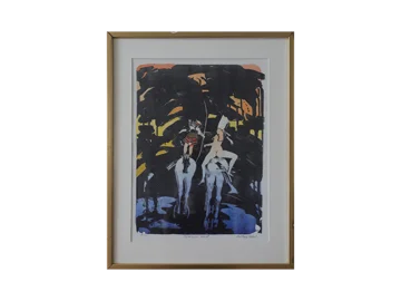 Colour lithograph, Michael Casford, Norwegian Word, signed