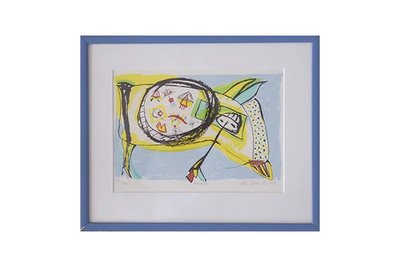 Colour lithograph, Lis Zwick, Maskot, 1996