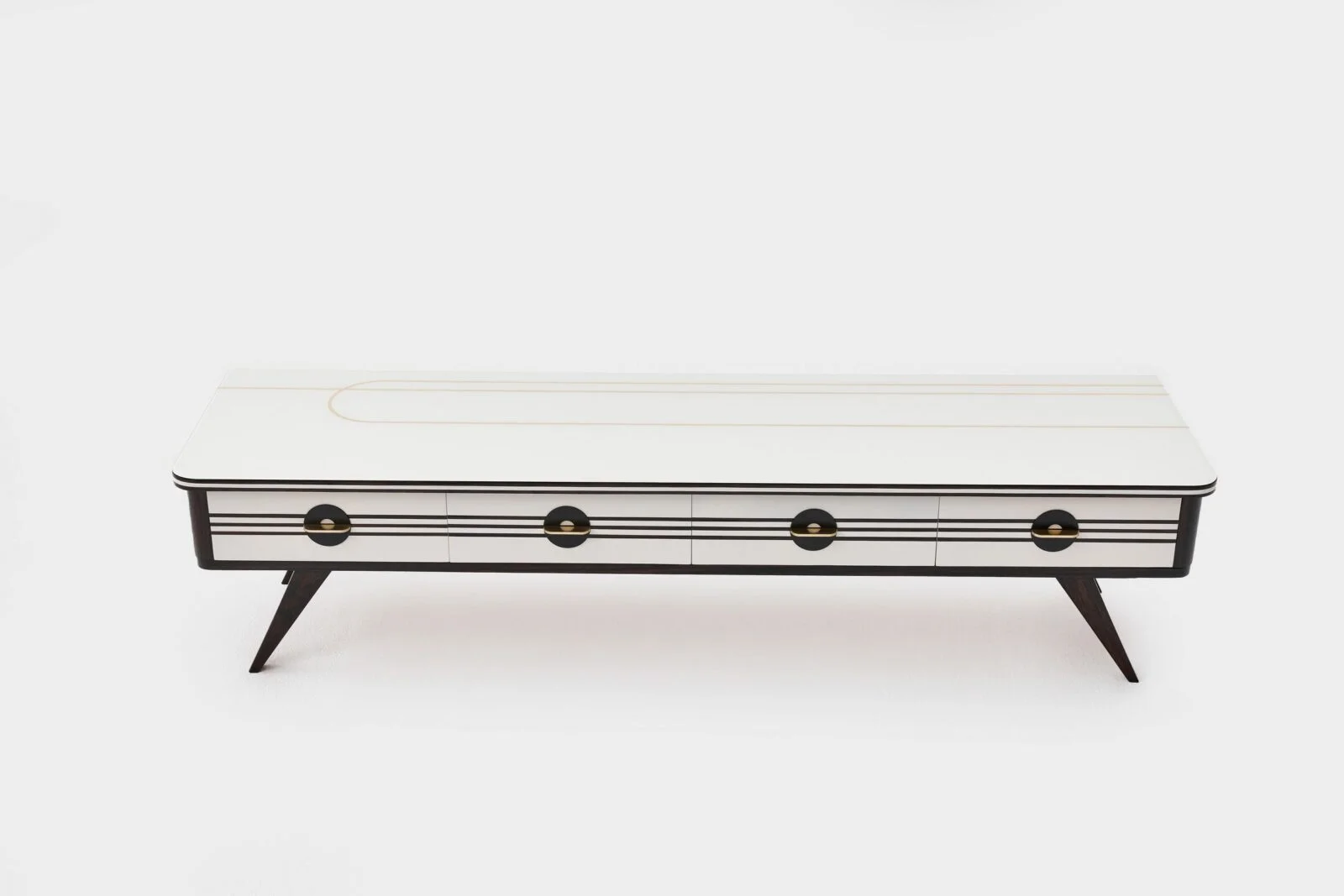 Vintage lowboard with rounded sides, Denmark, 1960s