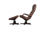 Leather armchair with footstool, Berg Furniture, Denmark, 1970s