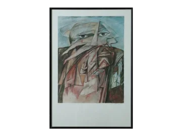 Kolorowa litografia, Man with two heads, Cyr Frimout, lata 90