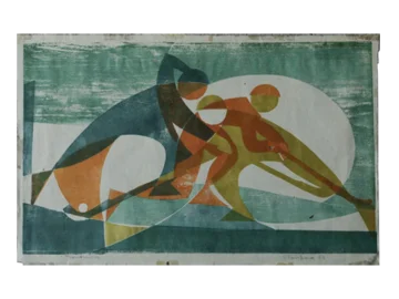 Colour woodcut, Viking Forsberg, 1958
