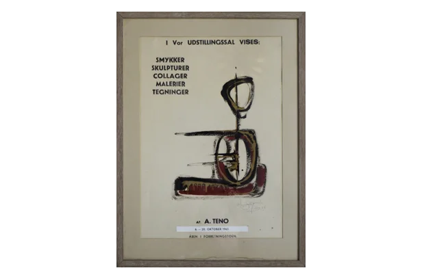 Poster from an exhibition of Aurelio Teno's work, Denmark, 1965