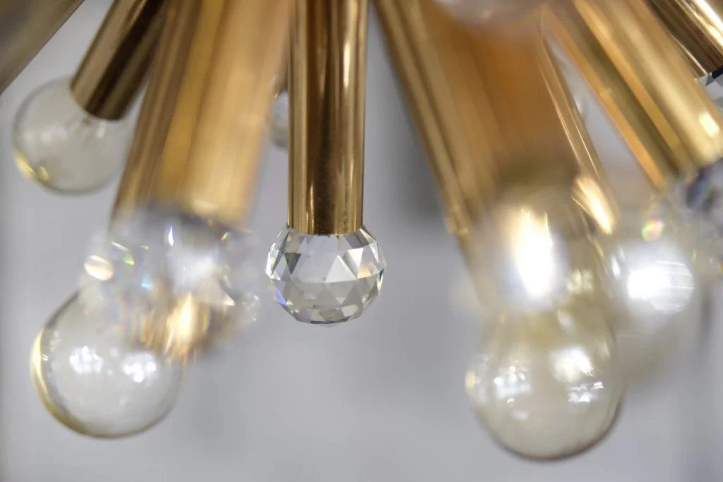 Brass Sputnik lamp with Swarovski crystals, Ernst Palme, Germany, 1960s