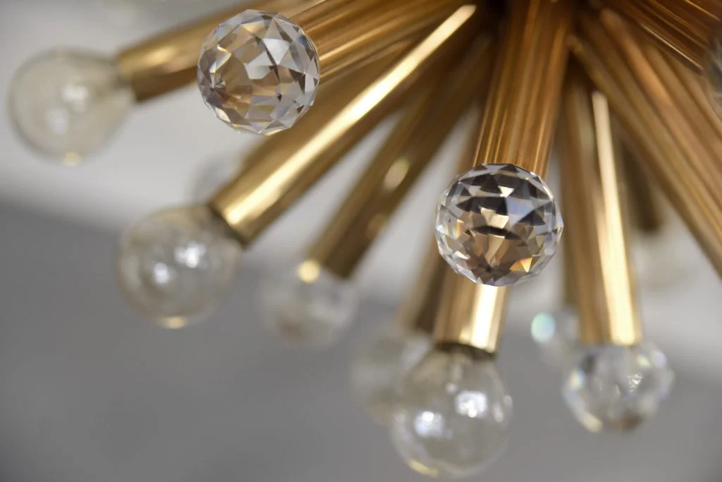 Brass Sputnik lamp with Swarovski crystals, Ernst Palme, Germany, 1960s