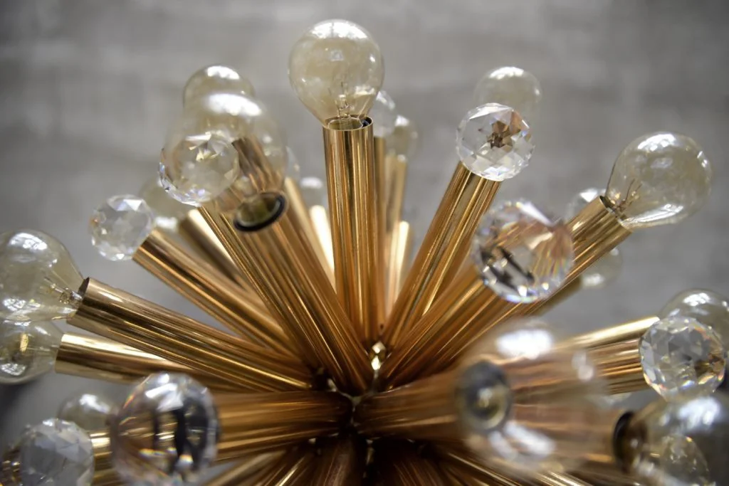Brass Sputnik lamp with Swarovski crystals, Ernst Palme, Germany, 1960s