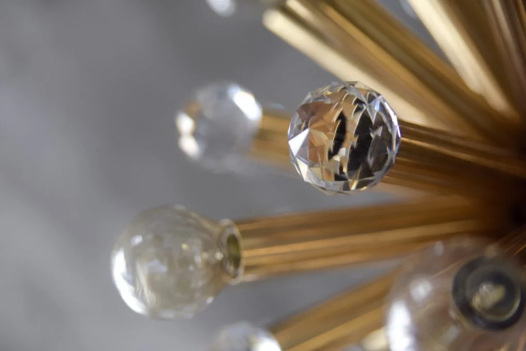 Brass Sputnik lamp with Swarovski crystals, Ernst Palme, Germany, 1960s