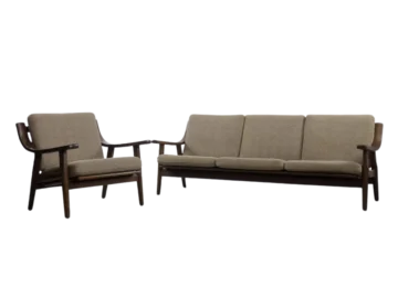 Komplet wypoczynkowy sofa + fotel GE-530, proj. Hans J. Wegner dla Getama, Dania, lata 60