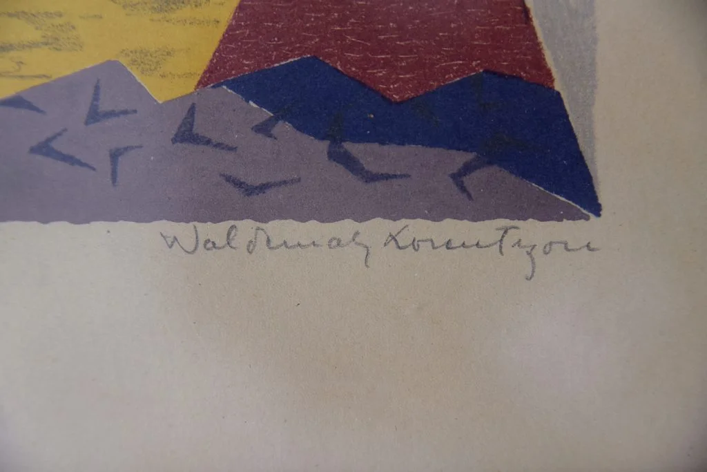 Colour lithograph, Waldemar Lorentzon, Båtparad, 1953