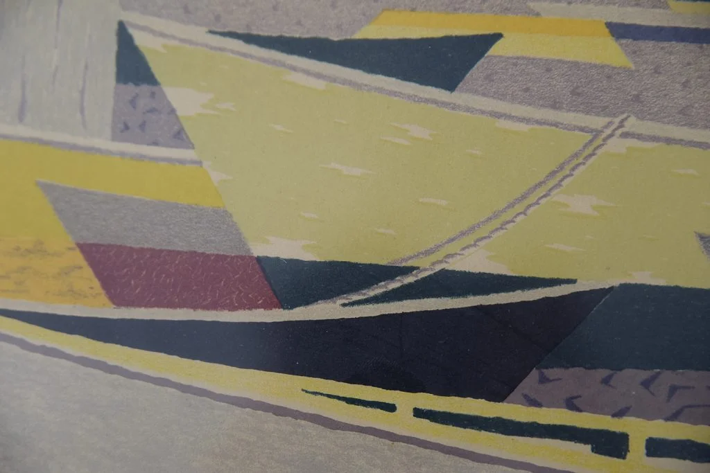 Colour lithograph, Waldemar Lorentzon, Båtparad, 1953
