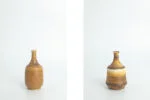 Komplet 4 brązowo-miodowych wazonów ceramicznych, proj. Gunnar Borg, Höganäs Keramik, Szwecja, lata 60