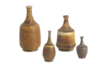 Komplet 4 brązowo-miodowych wazonów ceramicznych, proj. Gunnar Borg, Höganäs Keramik, Szwecja, lata 60