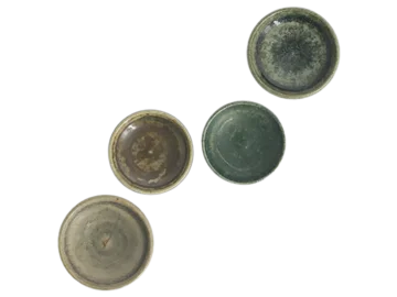 Set of 4 brown-and-green ceramic bowls, designed by Gunnar Borg, Höganäs Keramik, Sweden, 1960s