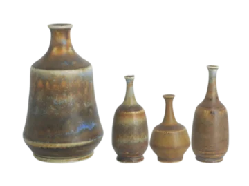 Set of 4 brown ceramic vases, designed by Gunnar Borg, Höganäs Keramik, Sweden, 1960s