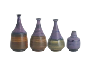 Set of 4 purple-brown ceramic vases, designed by Gunnar Borg, Gunnars Keramik Höganäs, Sweden, 1960s