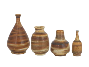 Komplet 4 miodowych wazonów ceramicznych, proj. Gunnar Borg, Höganäs Keramik, Szwecja, lata 60