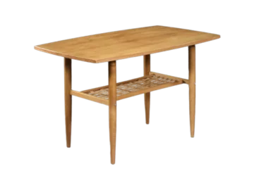 Cherry wood coffee table with shelf, Scandinavia, 1960s