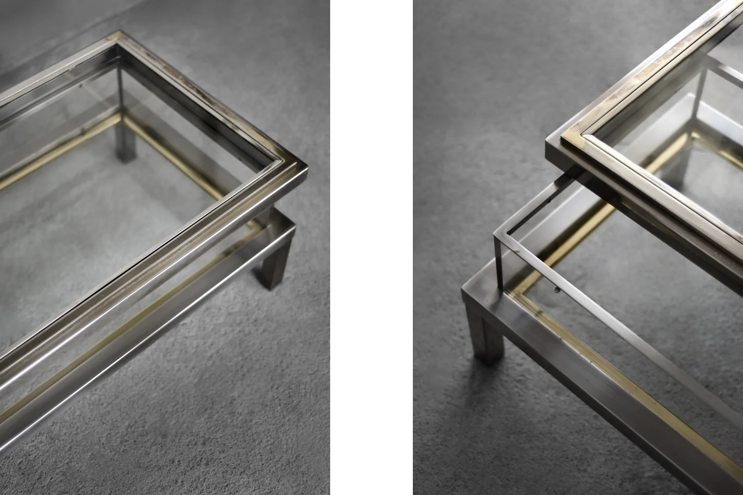 Glass coffee table with display case, Maison Jansen, France, 1970s
