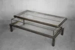 Glass coffee table with display case, Maison Jansen, France, 1970s