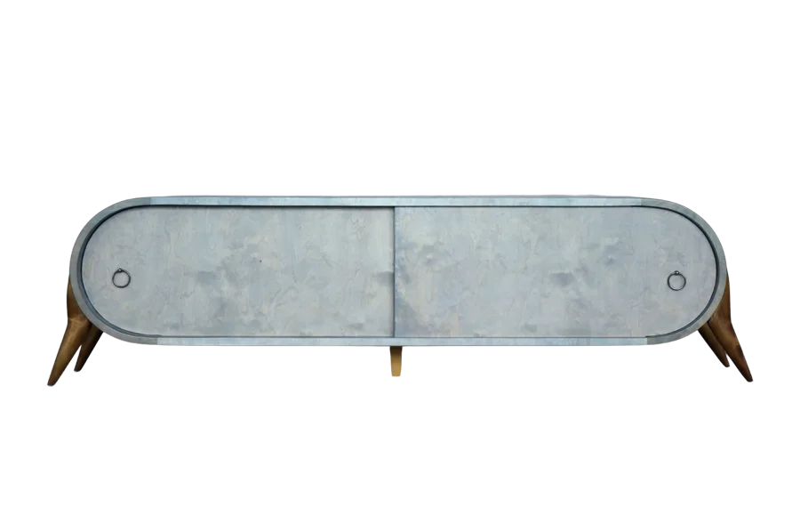 Zaokrąglony turkusowy sideboard, Włochy, lata 60