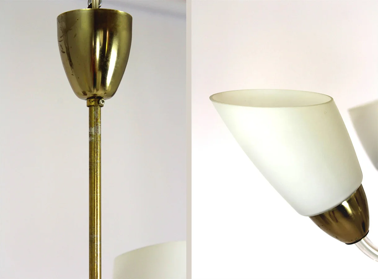 Szklana lampa sufitowa, Czechosłowacja, lata 1960