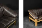 Vintage two-seater leather sofa, Denmark, 1970s