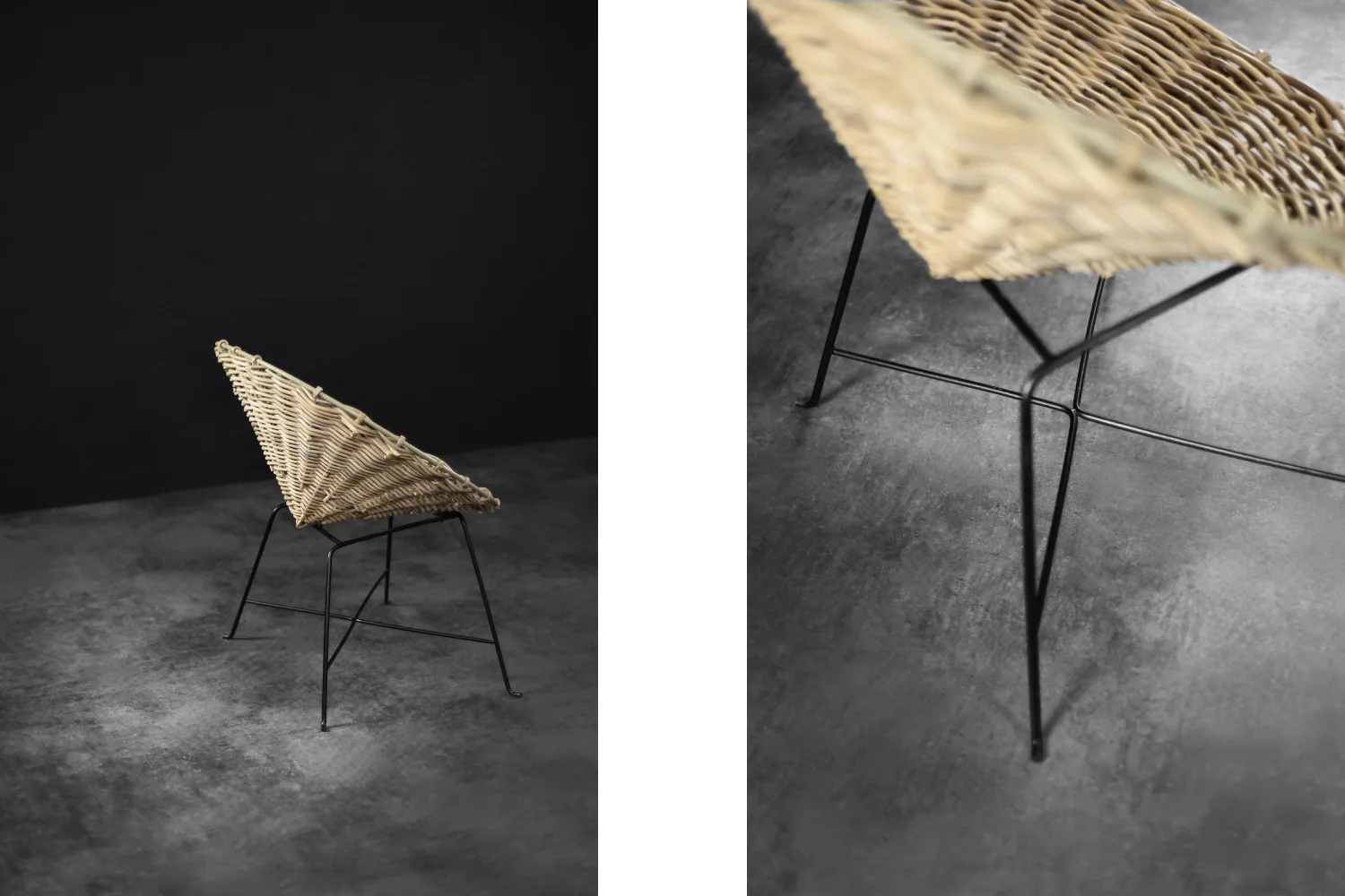 Round woven bamboo armchair, Germany, 1960s