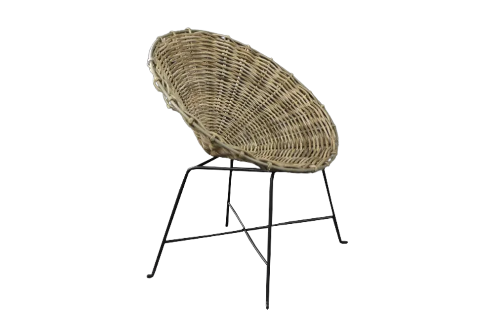 Round woven bamboo armchair, Germany, 1960s