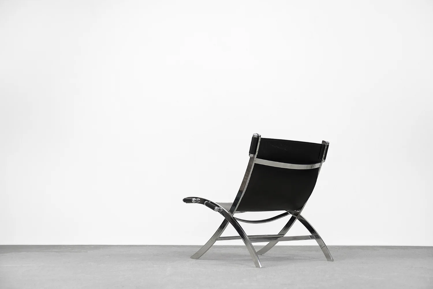 Minimalistyczne krzesło skórzane, Włochy, lata 80