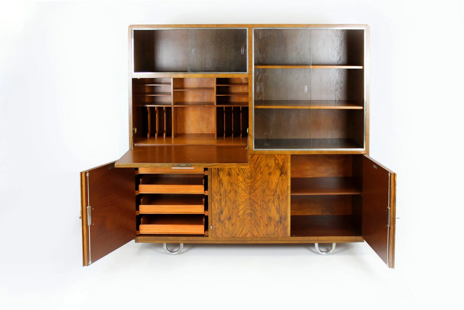 Office sideboard with display cabinet and secretary desk, designed by Robert Slezák, 1930s