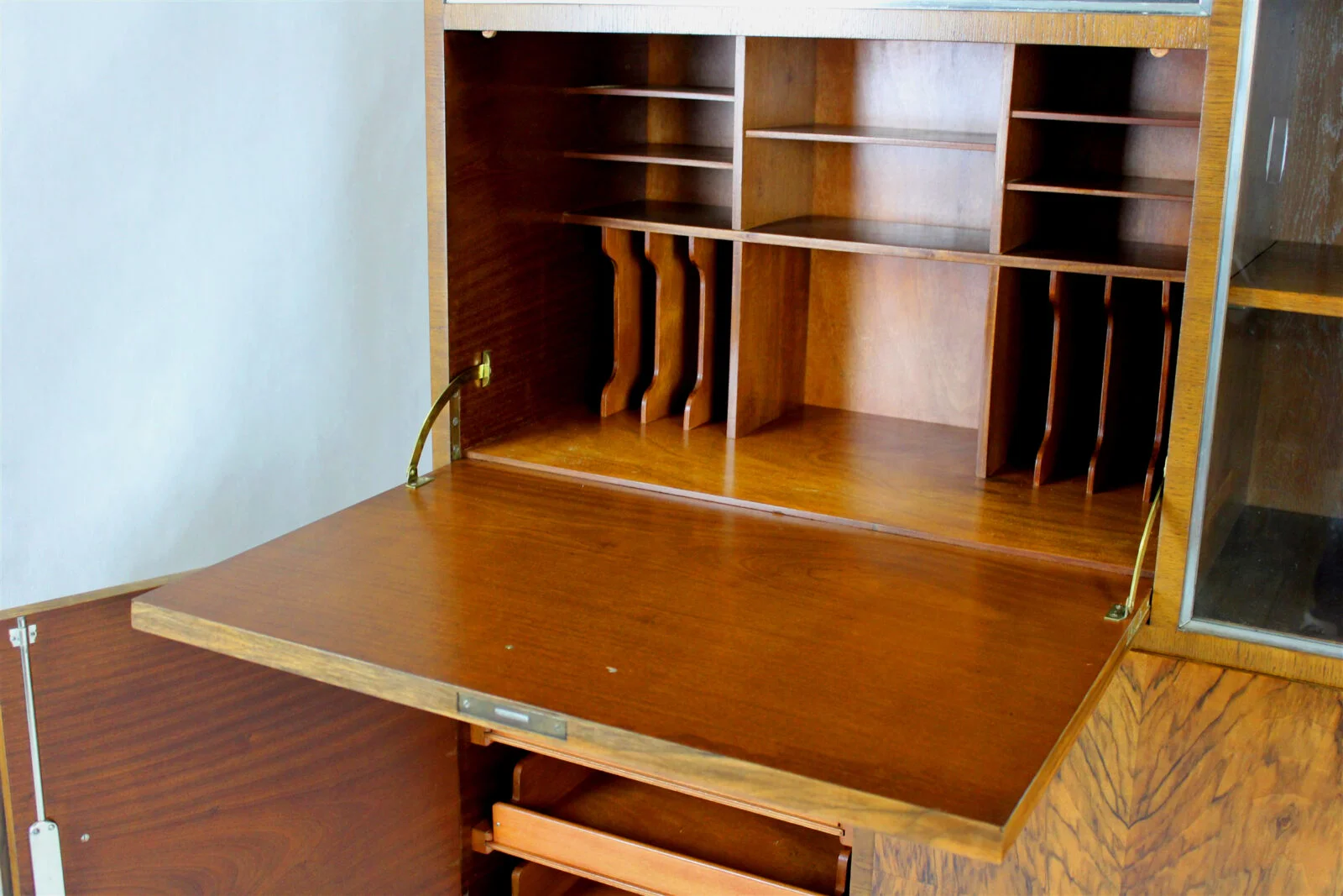Office sideboard with display cabinet and secretary desk, designed by Robert Slezák, 1930s
