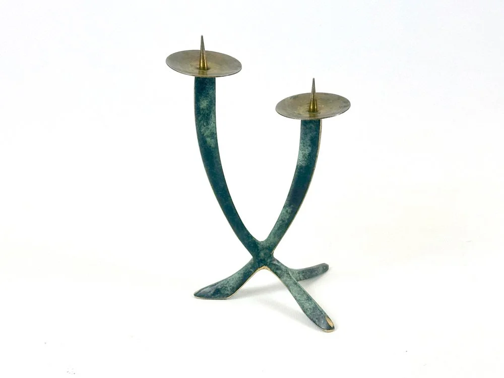 Modernist bronze candleholder, Austria, 1960s